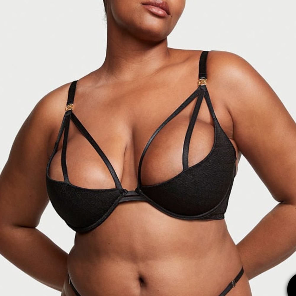 Victoria’s Secret Very Sexy Caged Unlined Balconette Black Bra 32DD